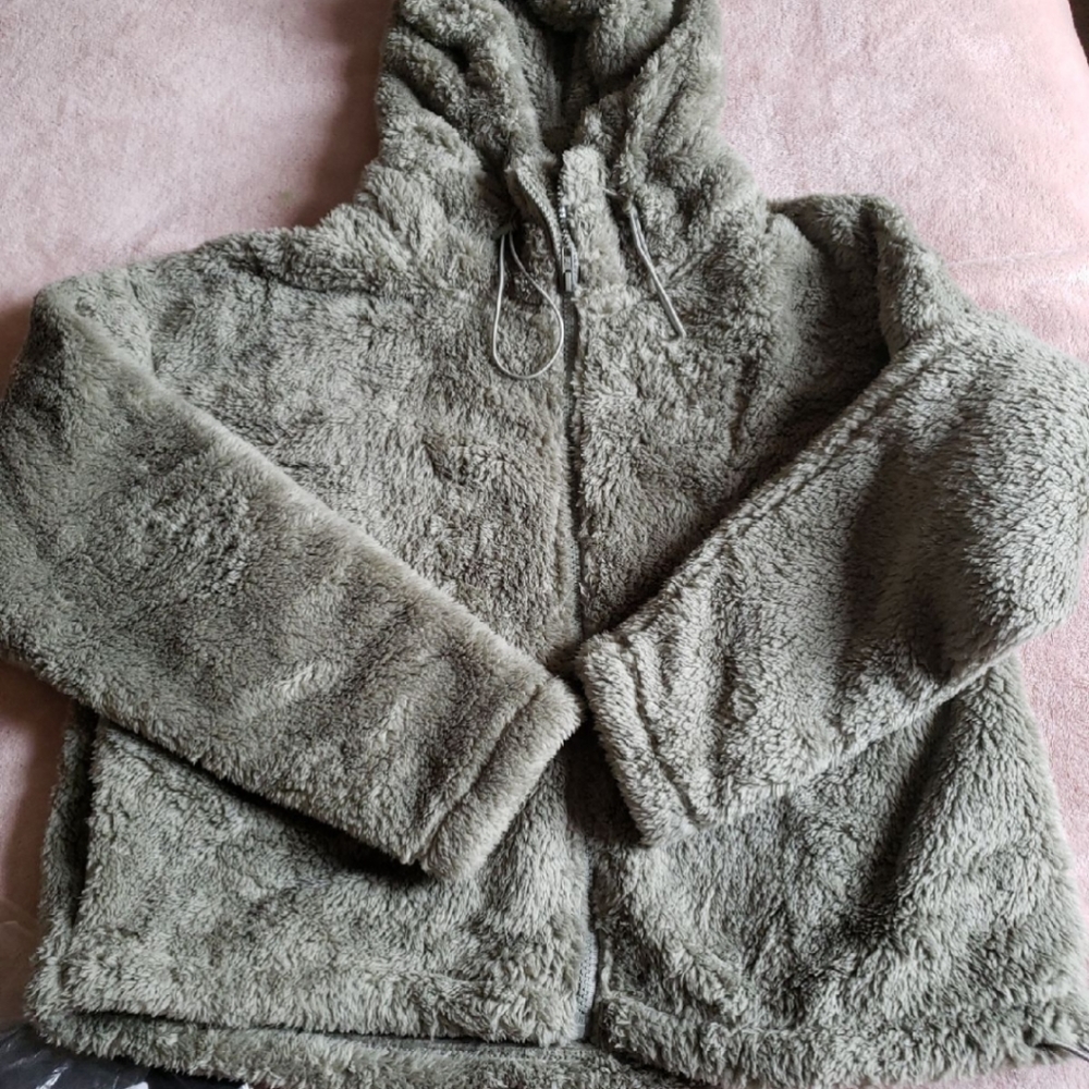 Pink Teddy Full Zip Crop Sz-M - Picture 5 of 9